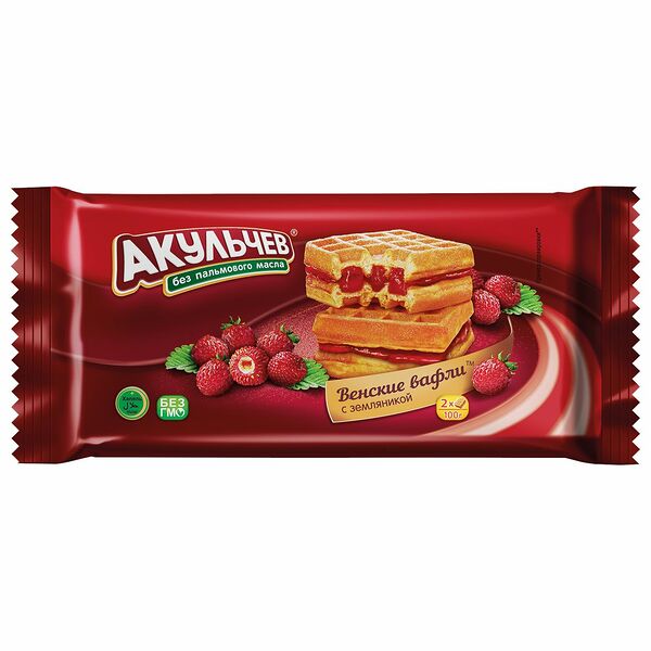 Вафли Акульчев Венские с земляникой 100 г