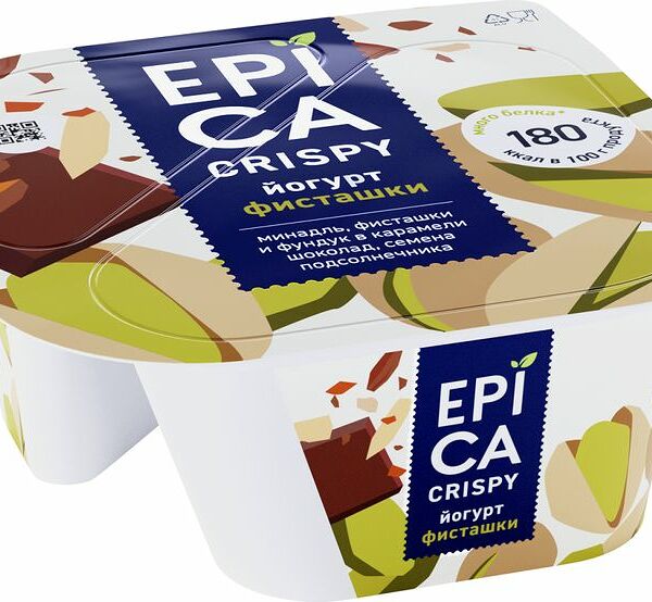 Йогурт Epica Crispy фисташки семена подсолнечника и темный шоколад 4.8%
