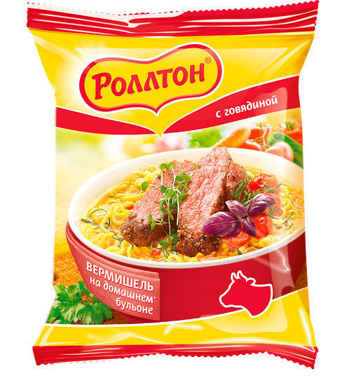 Вермишель Роллтон на домашнем бульоне с говядиной 60г