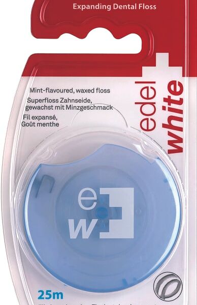 Зубная нить Edel+White Expanding Superfloss вощеная расширяющаяся с мятным вкусом 25м