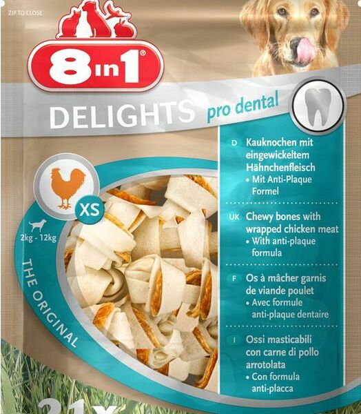 Лакомство для собак 8 in 1 Delights Pro Dental Bone косточки для очистки зубов 7,5 см  XS