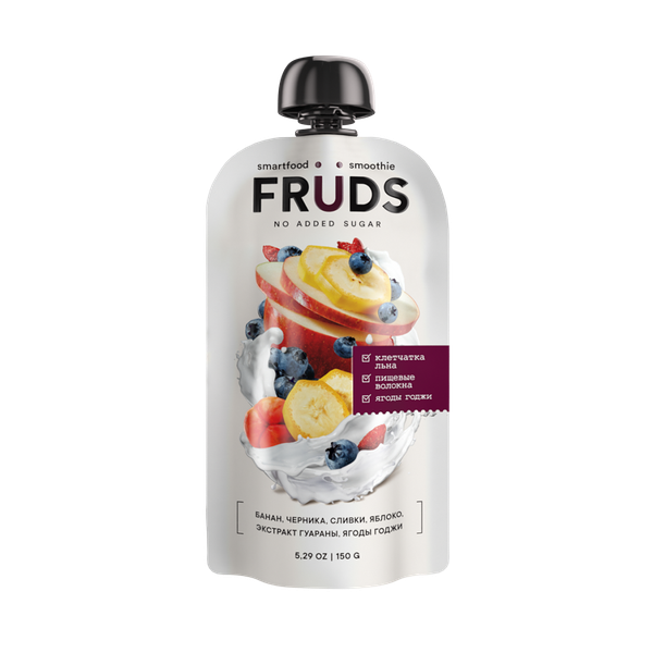 Пюре яблоко-банан-черника-сливки 150 г SMARTFOOD SMOOTHIE FRUDS