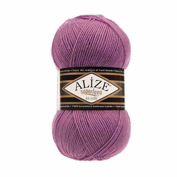 Пряжа ALIZE 'Superlana klasik' (однотонная) 100гр. 280м. (75% акрил, 25%шерсть) ТУ(440 тёмная роза)