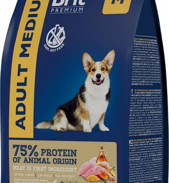 Сухой корм для собак средних пород Brit Premium Adult Medium с курицей 1000 г