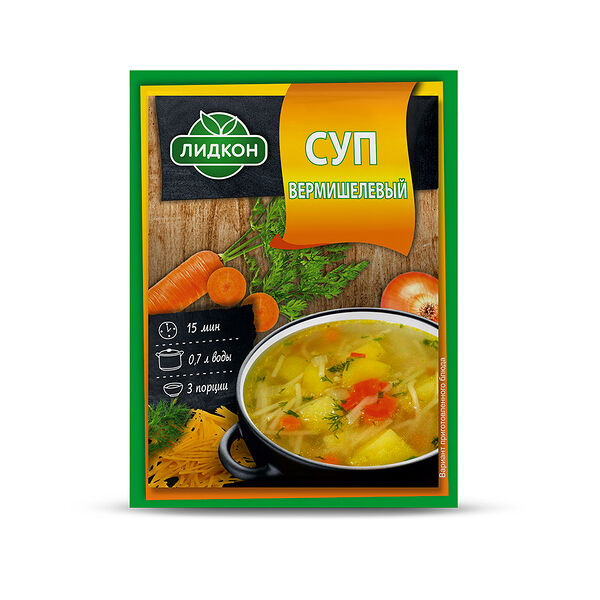 Суп б/п ЛИДКОН вермишелевый вес 70г.