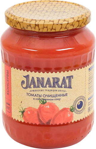 

Томаты в собственном соку JANARAT очищенные, 670г