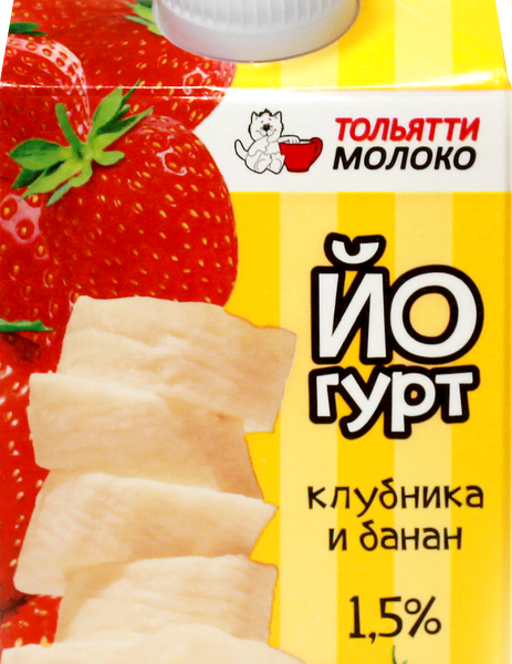 Йогурт питьевой Тольяттимолоко клубника банан 1,5%
