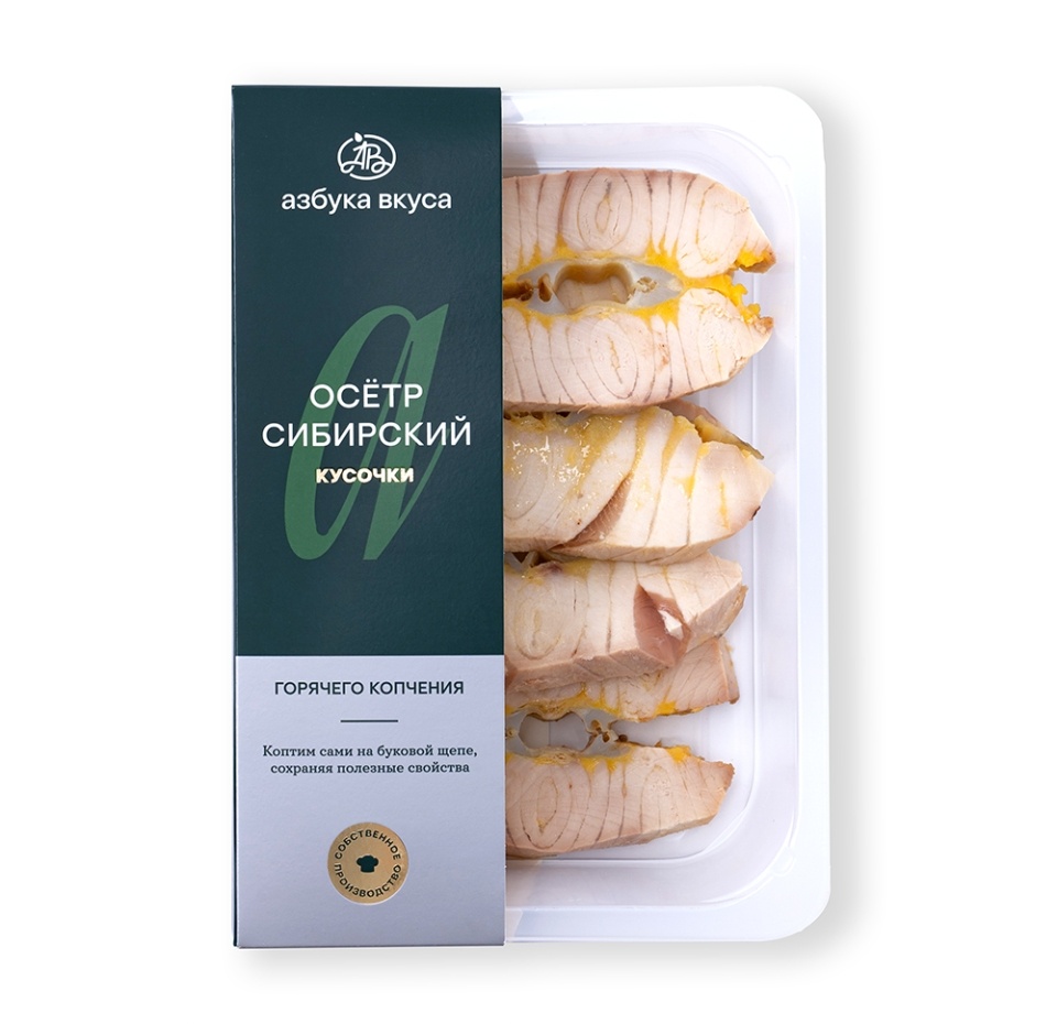 

Осетр сибирский «Азбука вкуса» горячего копчения ломтики (хвостовая часть), Россия