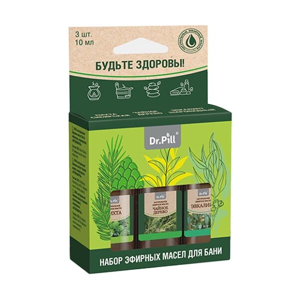 Масло Dr.Pill эфирное НАБОР (пихт+чайн.дер+эвкал) 10мл *3