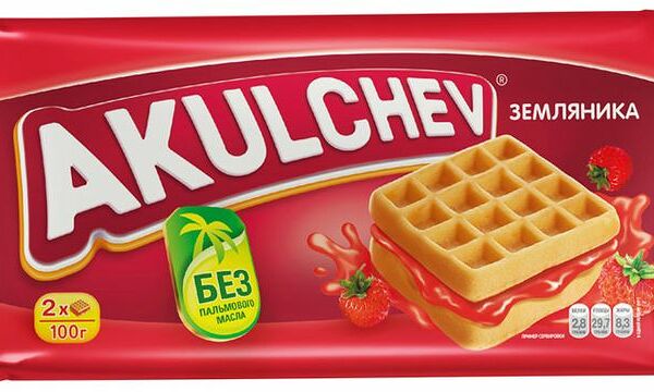 Вафли Акульчев Венские с земляникой 100г