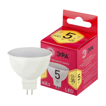

Лампочка светодиодная ЭРА RED LINE LED MR16-5W-827-GU5.3 R GU5.3 5 Вт софит теплый белый свет, Китай