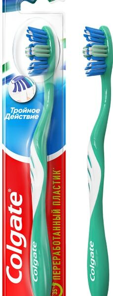 Зубная щетка Colgate Тройное действие многофункциональная средней жесткости