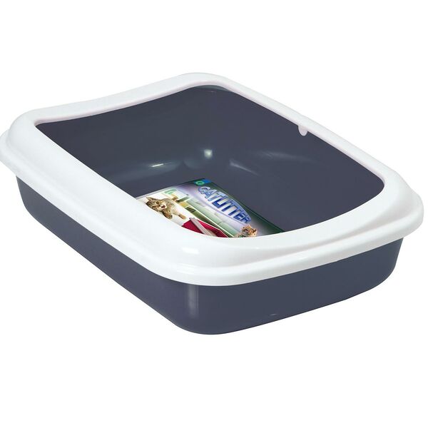 Туалет для кошек с бортиком 38х28х10,5см серый