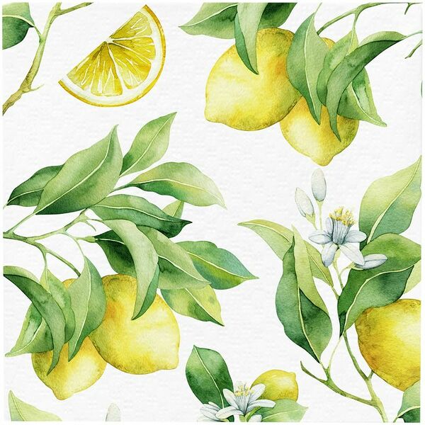 Салфетки Bgreen Лимоны бумажные с рисунком 3 слоя, 20шт