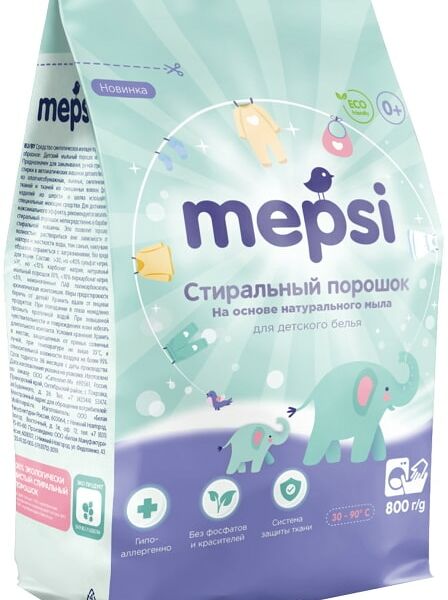 Cтиральный порошок Mepsi для детского белья на основе натурального мыла 800гр    