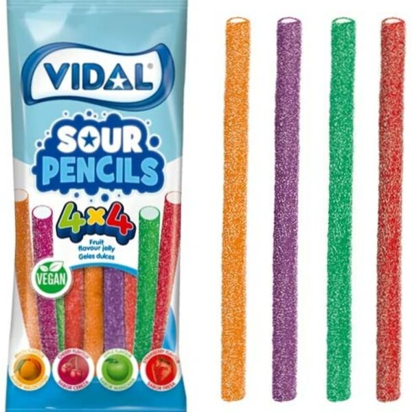 Мармелад Vidal Карандаши 4х4 Персик-Вишня-Яблоко-Клубника 70г