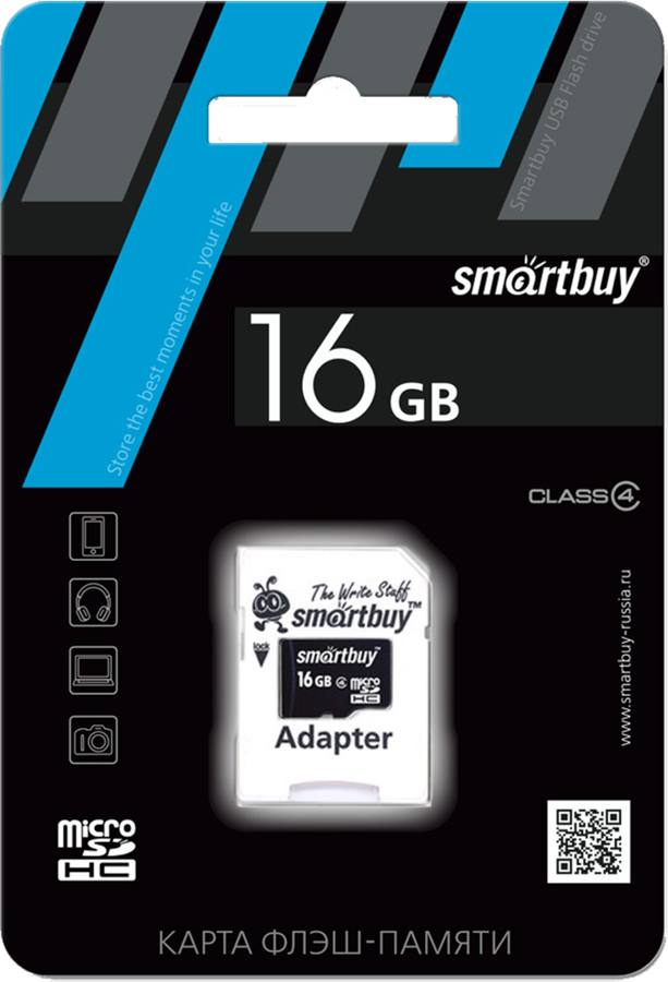 

Карта памяти SMARTBUY micro SDHC 16GB Сlass 10 UHS-I, с адаптером SD