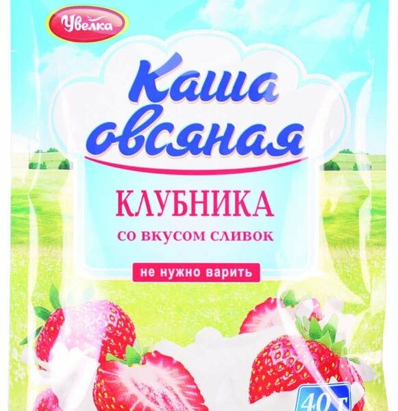 Каша моментальная Увелка овсяная с клубникой со вкусом сливок