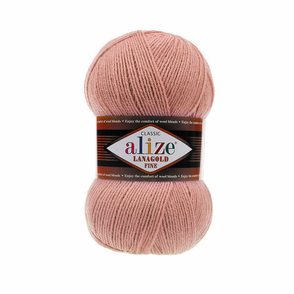 Пряжа ALIZE 'Lanagold fine' 100 гр. 390м (49%шерсть, 51% акрил)(173 Вялая Роза)