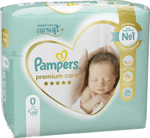 

Подгузники Pampers Premium Care 0<3 кг 22 шт.