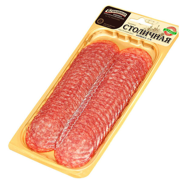 Колбаса столичная с/к 100 г нарезка мясной продукт кат.а колбасное изделие егорьевские колбасы