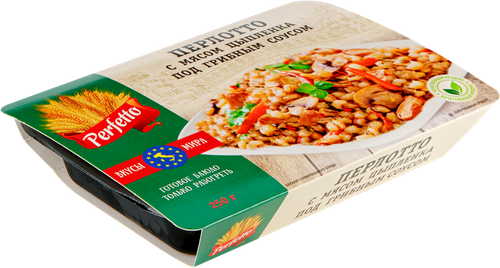 

Перлотто Perfetto с мясом цыпленка под грибным соусом 250 г
