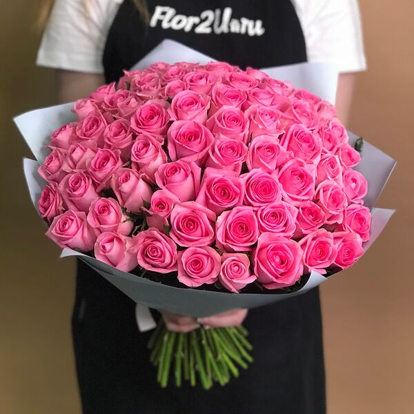 Букет из 71 розовой розы (40 см)