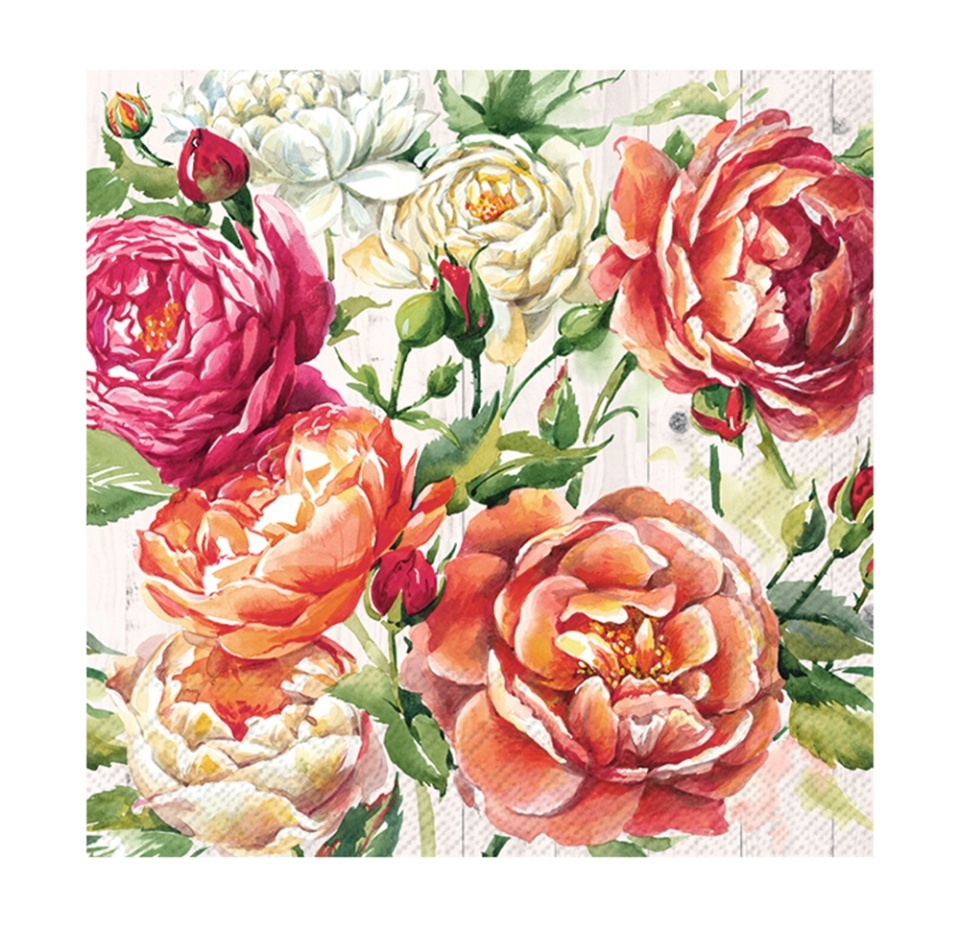 

Салфетки бумажные IHR Apricot Rose 3 слоя 33 х 33 см 20 шт.