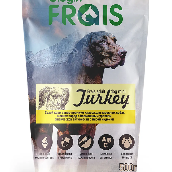 Корм для собак FRAIS Adult Dog Mini Turkey для мелких пород, индейка сух.