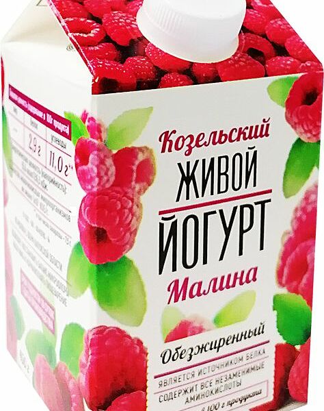 Йогурт обезжиренный Козельский малина 0.45л