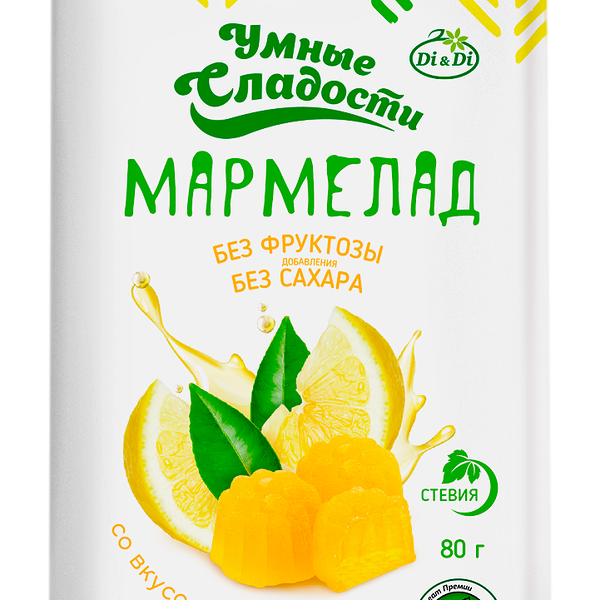 Мармелад Di&Di Умные сладости со стевией желейно-формовой Лимон 80 г
