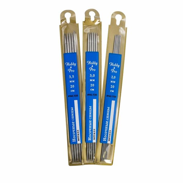 Набор носочных металлических спиц для вязания 2,00мм-3,50мм, Hobby&Pro