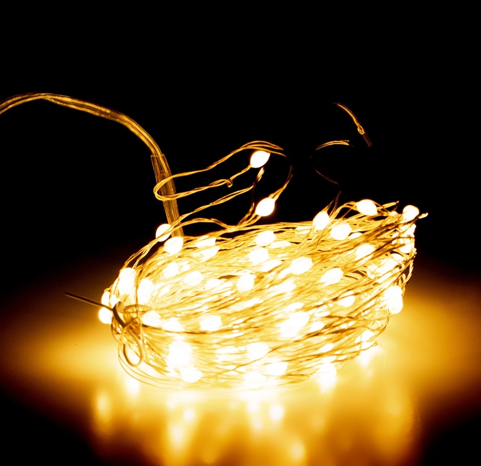 

Электрогирлянда классический белый свет 100 led, цвет серебро, 1000 см