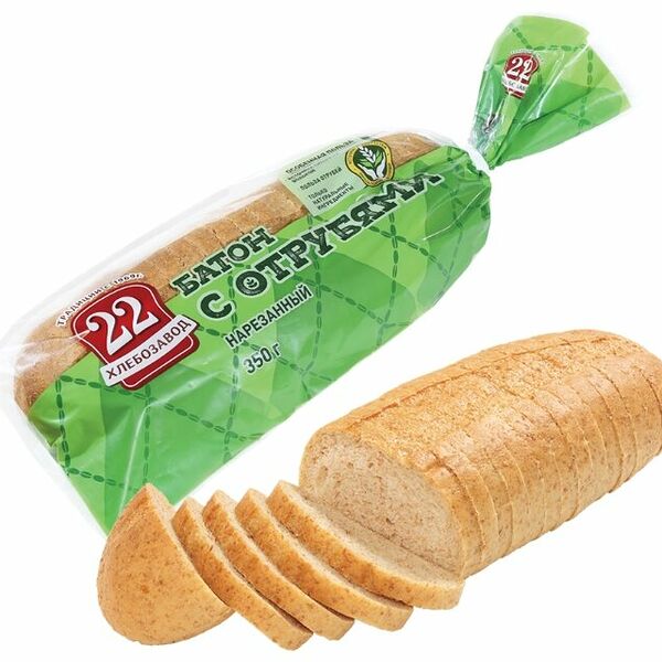Батон Хлебозавод № 22 Пшеничный с отрубями в нарезке