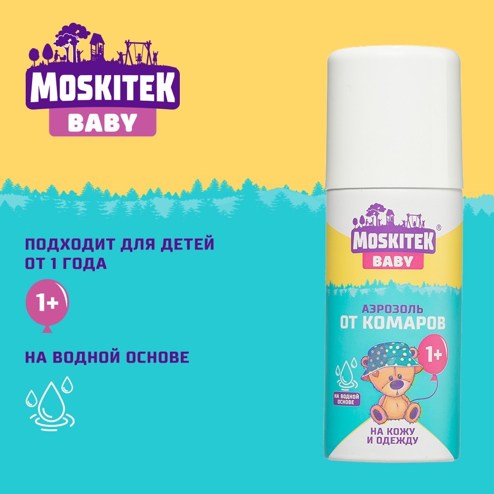 

Аэрозоль от комаров Moskitek Baby 1+ на кожу и одежду 100 мл