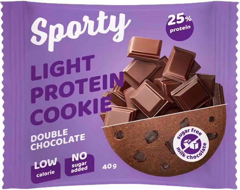 

Печенье Sporty light protein cookie двойной шоколад, 40 г