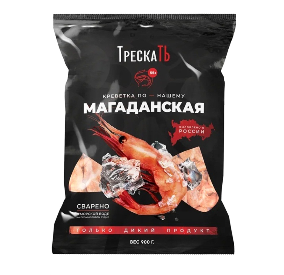 

Креветка ТрескаТь северная варено-мороженная 55+ 900 г