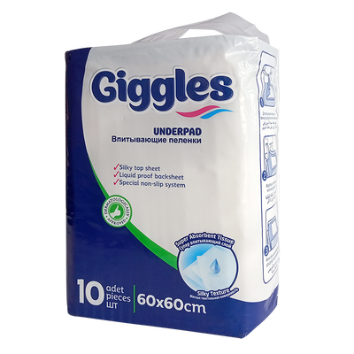 Пеленки Giggles 10 шт 60 x 60 см впитывающие