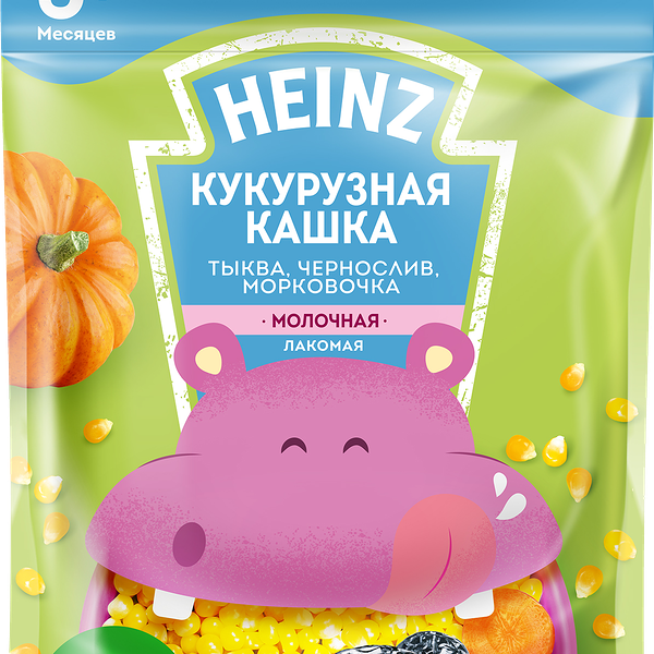 Каша кукуруза молочная Heinz Лакомая Тыква, чернослив, морковочка, с 5 месяцев