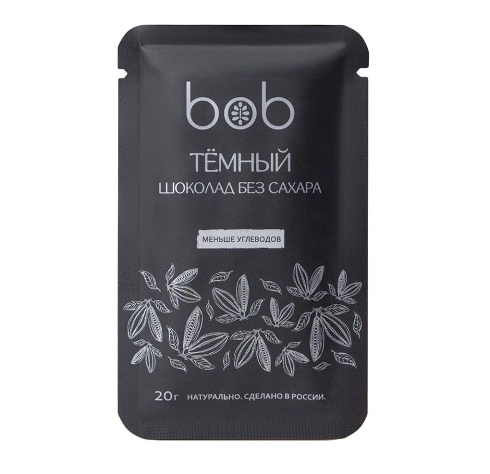 

Шоколад веганский Bob Темный шоколад (без сахара) 20 г