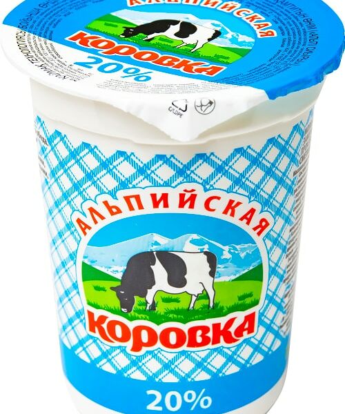 Сметанный продукт Альпийская коровка 20% 500г