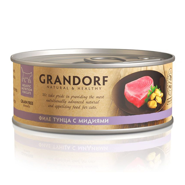 Корм консервированный Grandorf для кошек, тунец и мидии
