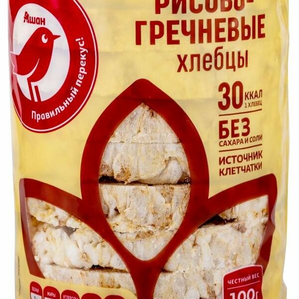 Хлебцы Ашан Красная птица рисово-гречневые