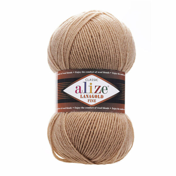 Пряжа ALIZE 'Lanagold fine' 100 гр. 390м (49%шерсть, 51% акрил)(466 тёмно-бежевый)