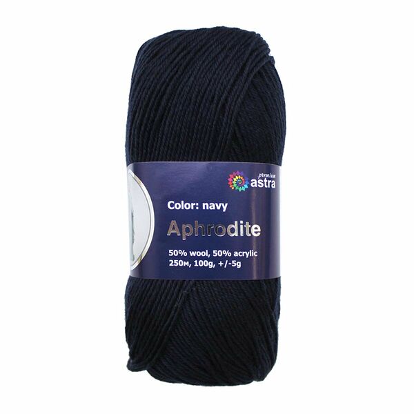 Пряжа Astra Premium 'Афродита' 100гр. 250м (50% шерсть, 50% акрил)(07 темно-синий),шт