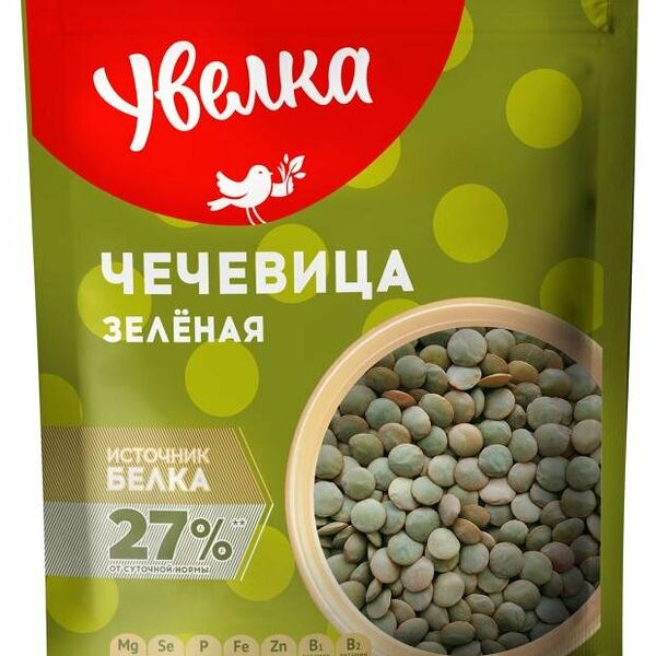 Чечевица зеленая Увелка 450 г