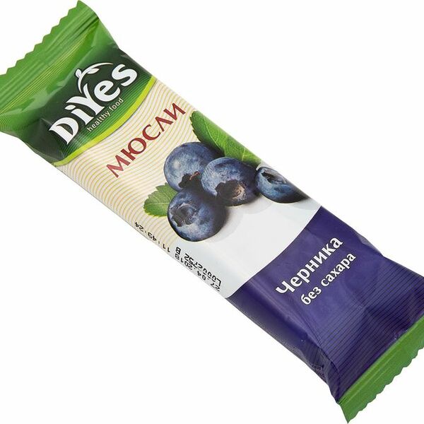 Батончик-мюсли DiYes Черника без сахара 25г