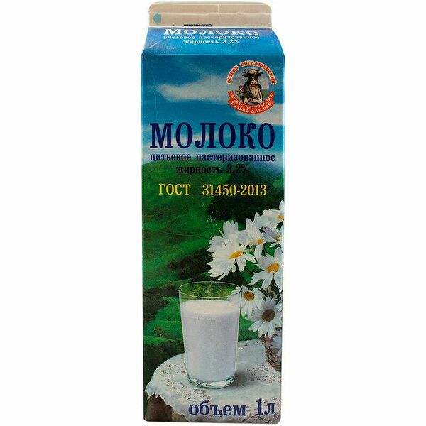 Молоко пастеризованное Остров Богдашенский 3,2%, без змж