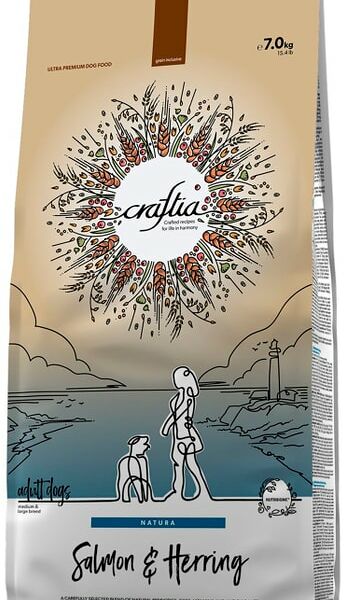Сухой корм для собак Craftia Natura для средних и крупных пород из лосося и сельди 7кг