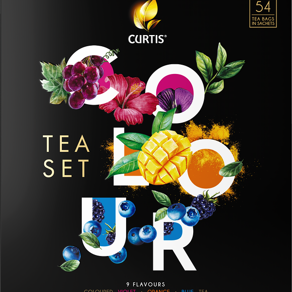 Чай черный и зеленый CURTIS Colour Tea Set Ассорти из 9 вкусов с цветными чаями, 54пак